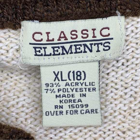 XL Vintage Beige Classic Elements Nordic Print Zip Closure Cardigan Sweater 18 - Picture 8 of 8